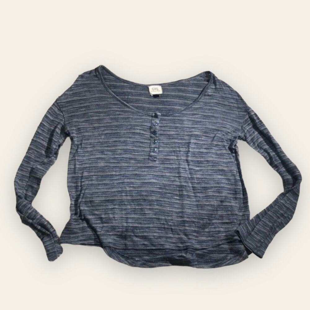 Check & Stripe Twilightcore striped knit henley shirt size s